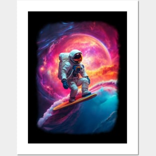 Astronaut surfing a Galactic Wave Posters and Art